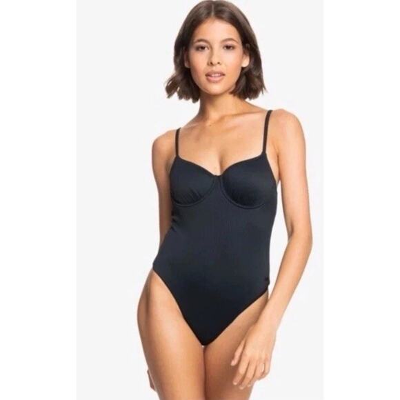 ROXY RIB ROXY LOVE THE MUSE ONE PIECE Black SWIMSUIT SIZE XXL NWT $98 - Picture 1 of 16